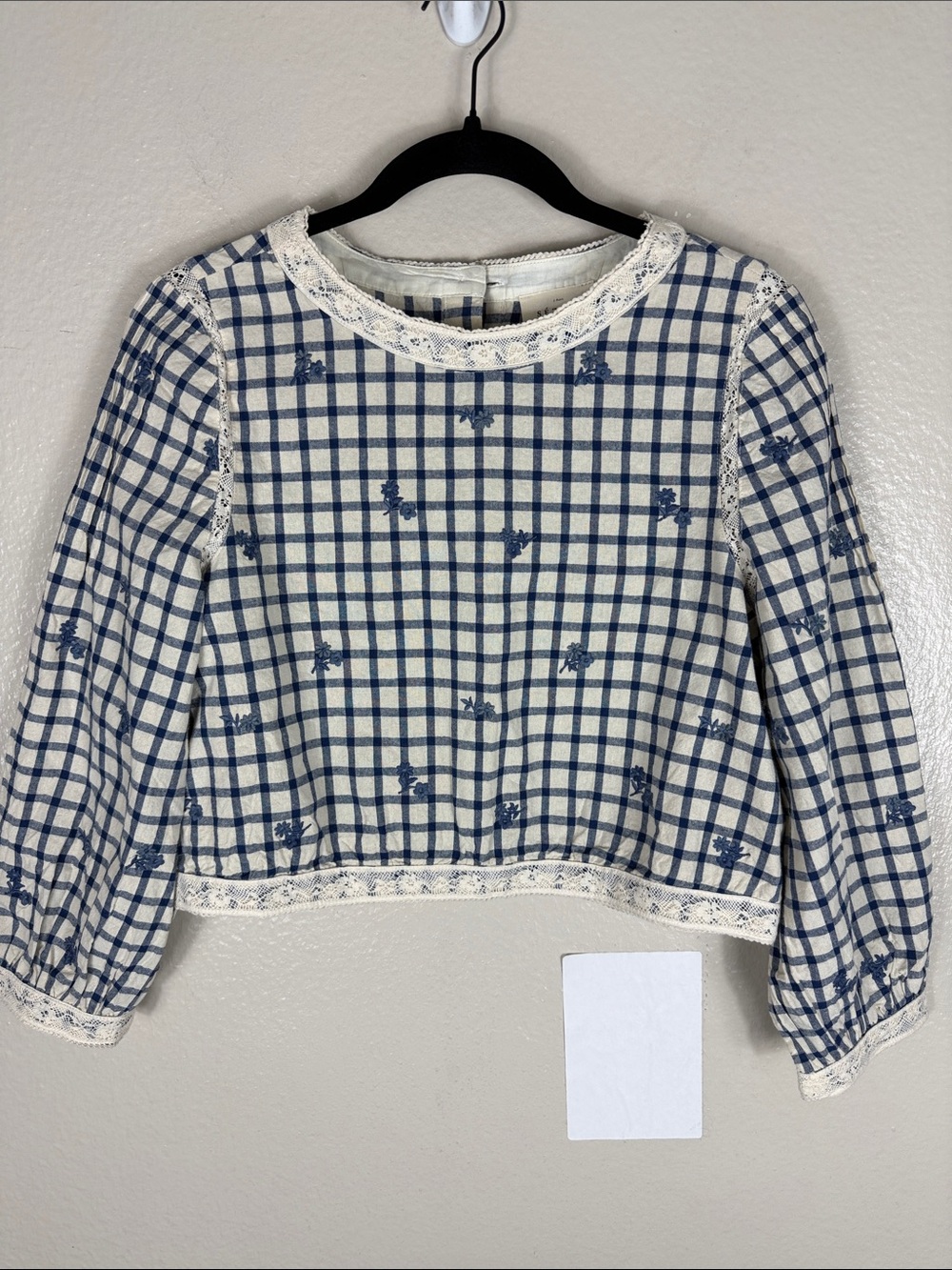 Sezane Thalyna Blouse Blue Floral Embroidery - Picture 5 of 9
